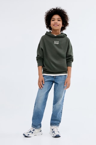 Sweat-shirt imprimé capuche - Vert