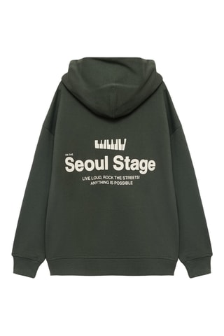 Sweat-shirt imprimé capuche - Vert