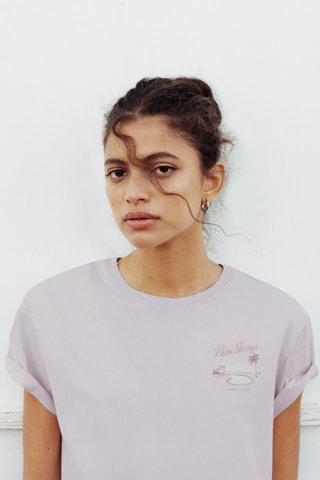 T-shirt imprimé manches courtes - Violet