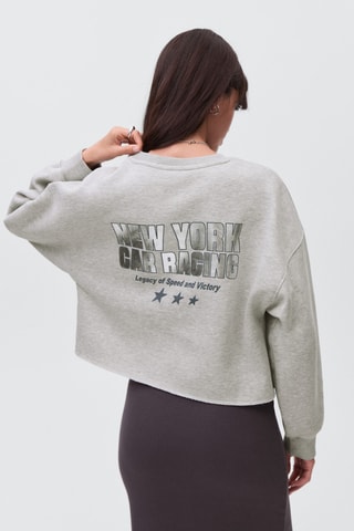 Sweat-shirt coton imprimé - Gris clair