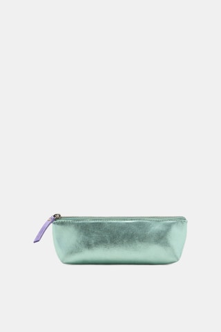 Trousse en cuir effet métallisé - Vert clair