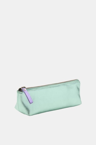 Trousse en cuir effet métallisé - Vert clair