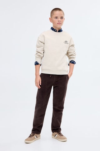 Sweater coton brodé - Beige