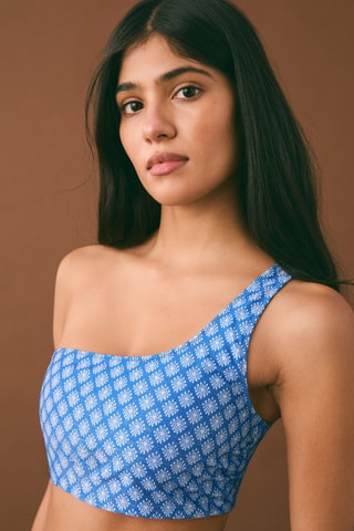 Bikini imprimé asymétrique - Bleu