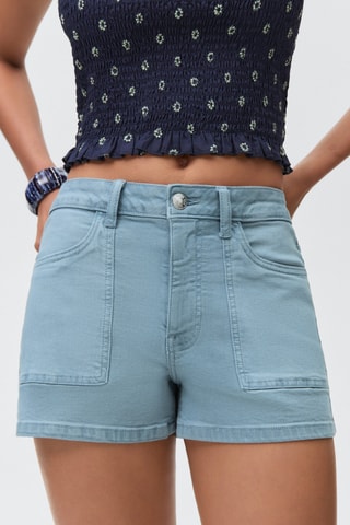 Short en jean droit - Bleu