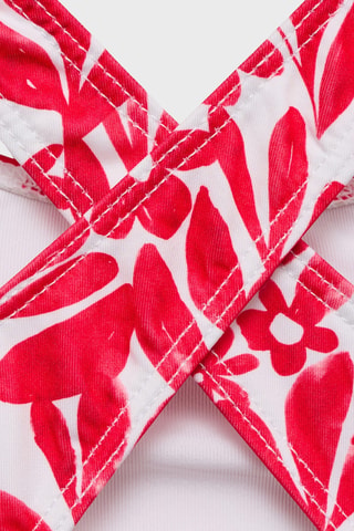 Maillot de bain imprimé dos croisé - Rouge
