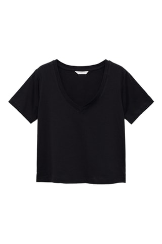 T-shirt col en V - Noir