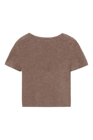 T-shirt maille côtelée - Marron