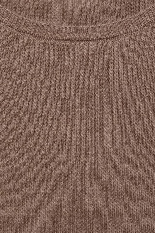 T-shirt maille côtelée - Marron