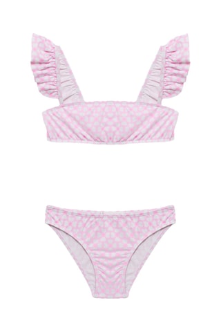 Bikini fleurs volant - Rose