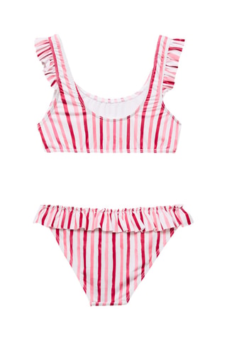 Bikini rayures volant - Rouge