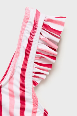 Bikini rayures volant - Rouge