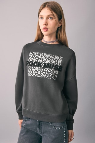 Sweat-shirt coton imprimé - Anthracite