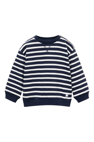 Sweat-shirt coton rayures - Bleu marine