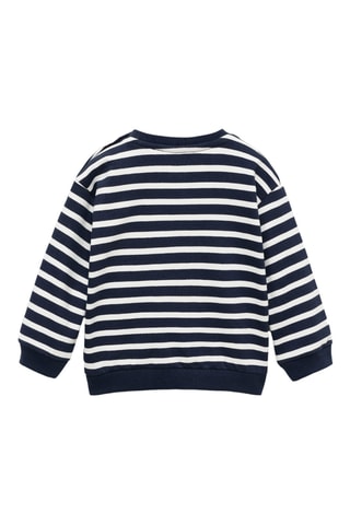 Sweat-shirt coton rayures - Bleu marine