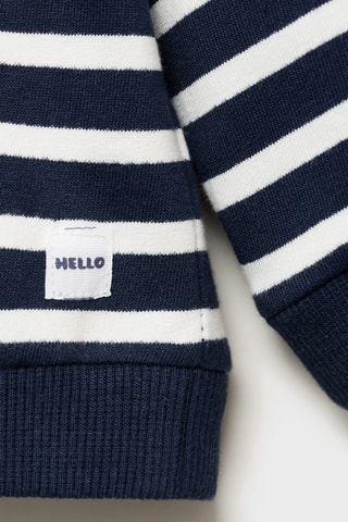 Sweat-shirt coton rayures - Bleu marine