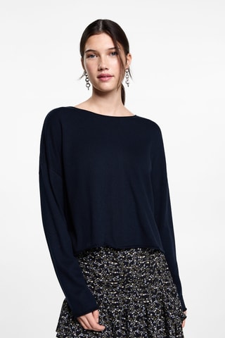 Pull-over maille fine oversize - Bleu marine