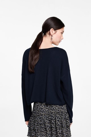 Pull-over maille fine oversize - Bleu marine