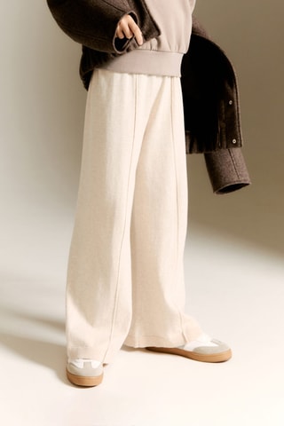 Pantalon droit en coton - Beige