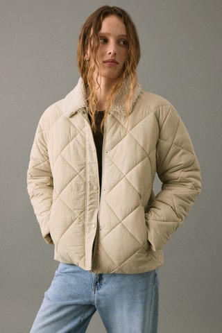 Blouson matelassé poches - Beige