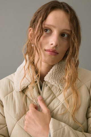 Blouson matelassé poches - Beige