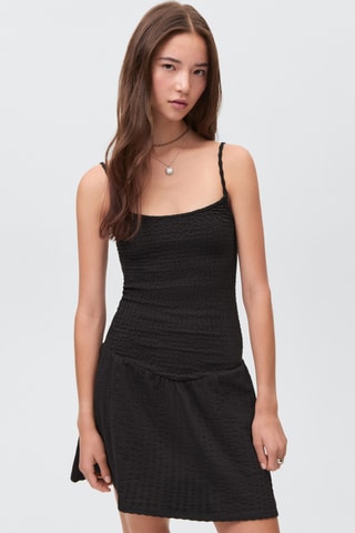 Robe froncée bretelles - Noir