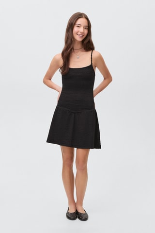 Robe froncée bretelles - Noir