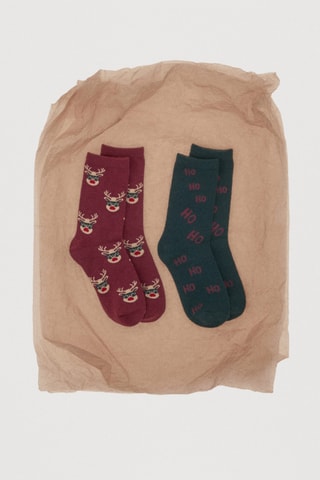 Pack 2 paires de chaussettes de Noël - Vert foncé
