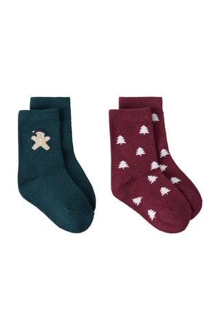 Pack 2 paires de chaussettes de Noël - Vert foncé