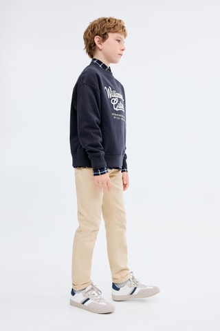Sweat brodé et imprimé - Bleu marine