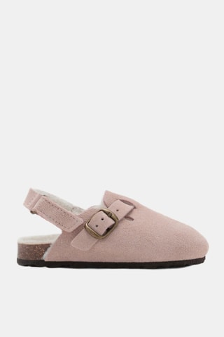Sabots cuir doublure imitation mouton retourné - Rose