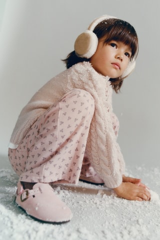 Sabots cuir doublure imitation mouton retourné - Rose