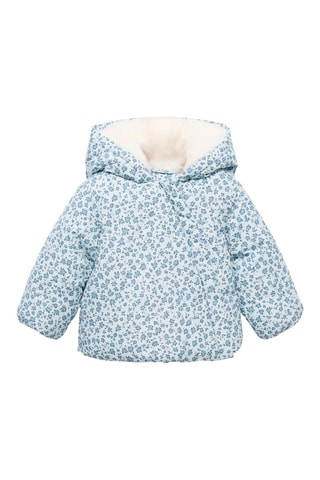 Anorak en imprimé fleuri imitation fourrure - Bleu