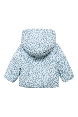 Anorak en imprimé fleuri imitation fourrure - Bleu
