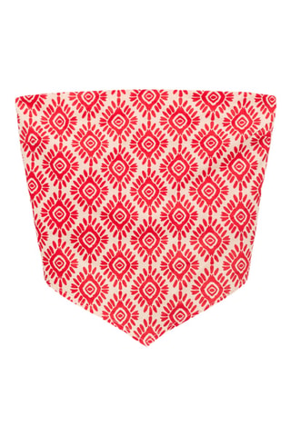 Top col en V imprimé - Rouge