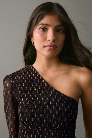 Top asymétrique Lurex - Noir