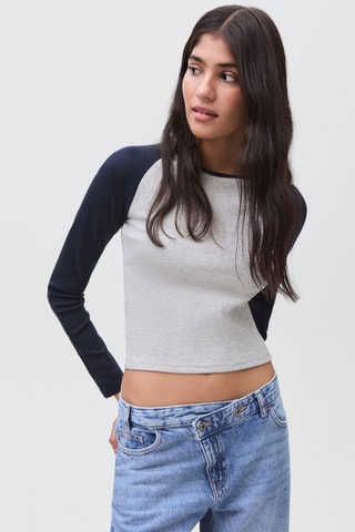 T-shirt bicolore - Gris clair