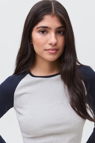 T-shirt bicolore - Gris clair
