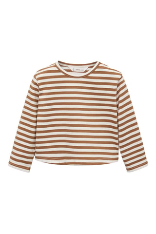 T-shirt coton à rayures - Marron clair