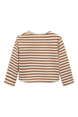 T-shirt coton à rayures - Marron clair