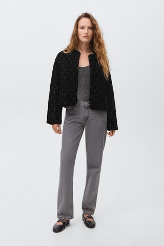 Veste velours perlée - Noir