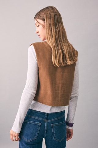 Gilet matelassé brodé - Marron