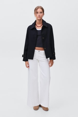 Manteau drap de  laine - Bleu marine