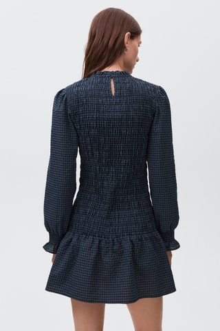 Robe à carreaux froncée - Noir