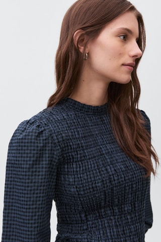 Robe à carreaux froncée - Noir