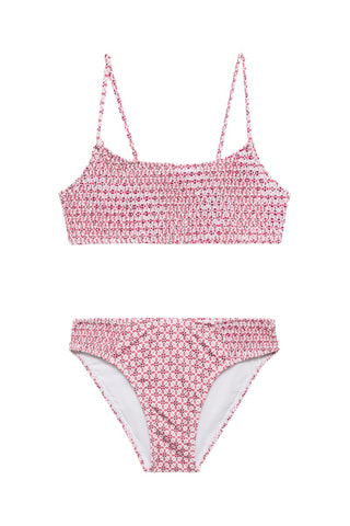 Bikini froncé à fleurs - Orange
