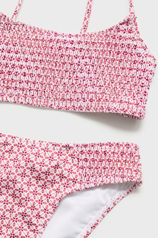 Bikini froncé à fleurs - Orange