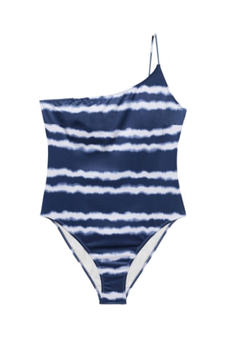 Maillot de bain asymétrique tie-dye - Bleu marine