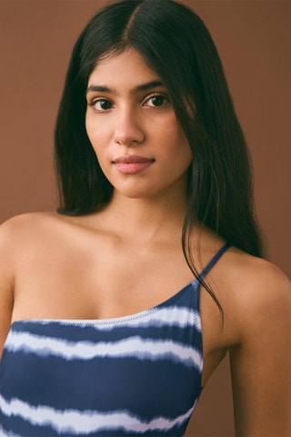 Maillot de bain asymétrique tie-dye - Bleu marine