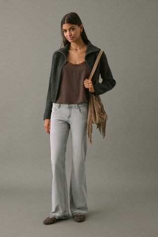 Jean flare taille basse - Gris